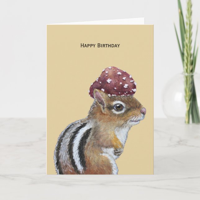 Lexie the Chipmunk birthday Folded Greeting Card (Front)