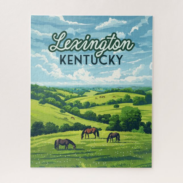 Lexington Kentucky Horses Bluegrass Farms Vintage Jigsaw Puzzle (Vertical)