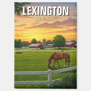 Lexington Kentucky Postcard Horse Farm Magnet