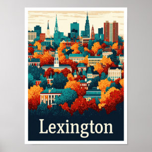 Lexington Kentucky USA Vintage Travel Illustration Poster