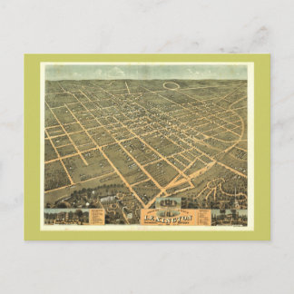 Lexington KY 1871 Carte panoramique antique