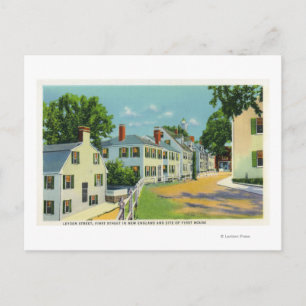 Leyden Street View, First Street in New England Postcard