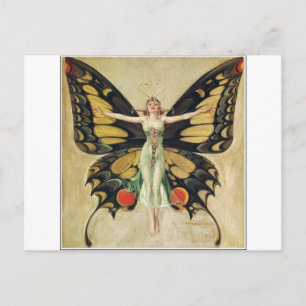 Leyendecker Butterfly Woman Postcard