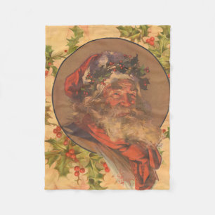 Leyendecker Father Christmas Antique Victorian Fleece Blanket