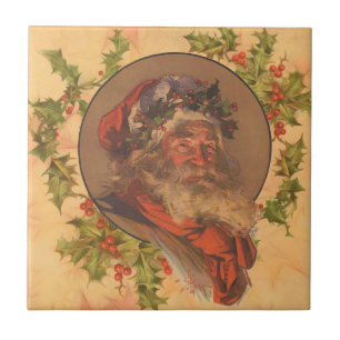 Leyendecker Father Christmas Antique Victorian Tile