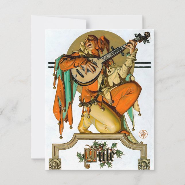  Leyendecker Yule Jester Holiday Card (Front)
