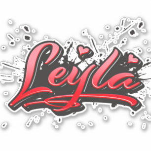 Leyla red Heart Graffiti Sticker