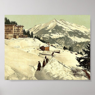 Leysin, the sanatorium and Chaussy in winter, Nand Poster