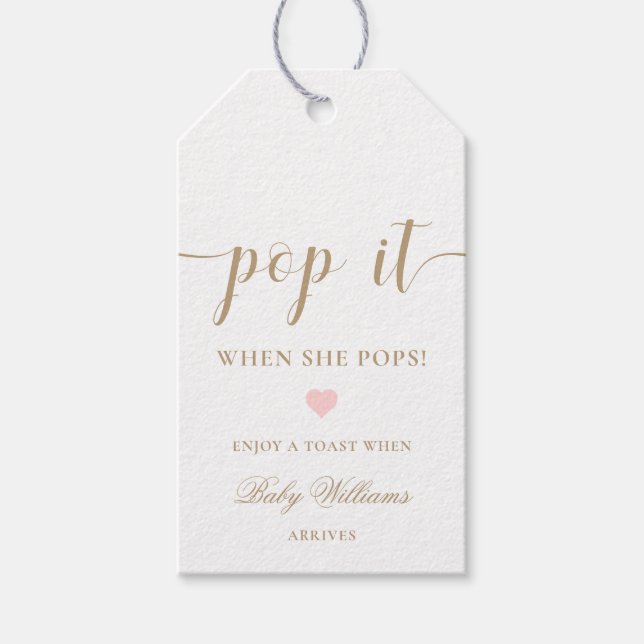Leyton Gold Modern Minimal Pop It Champagne Tag (Front)