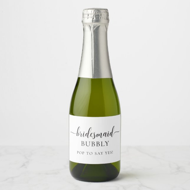 Leyton Minimal Bridesmaid Proposal Sparkling Wine  Sparkling Wine Label (Front)