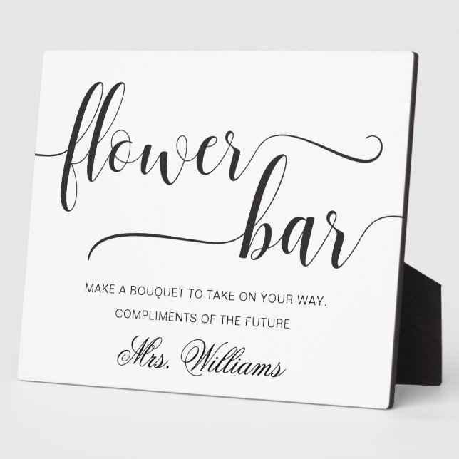 Leyton Modern Minimal Flower Bar Sign Plaque (Side)