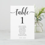 Leyton Modern Minimalist Wedding Table Number<br><div class="desc">The Leyton table number features a modern minimalist design with a calligraphy script font on a white background for a clean and simple look. The script heading is an image that cannot be edited. All of the other text is fully editable. For more advanced customization of this design, simply select...</div>