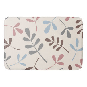 Lg Assorted Leaves Grey Taupe Blue Pink Cream Bath Mat