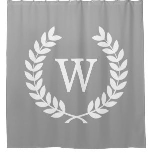 LG Dk Grey White Laurel Wreath Initial Monogram