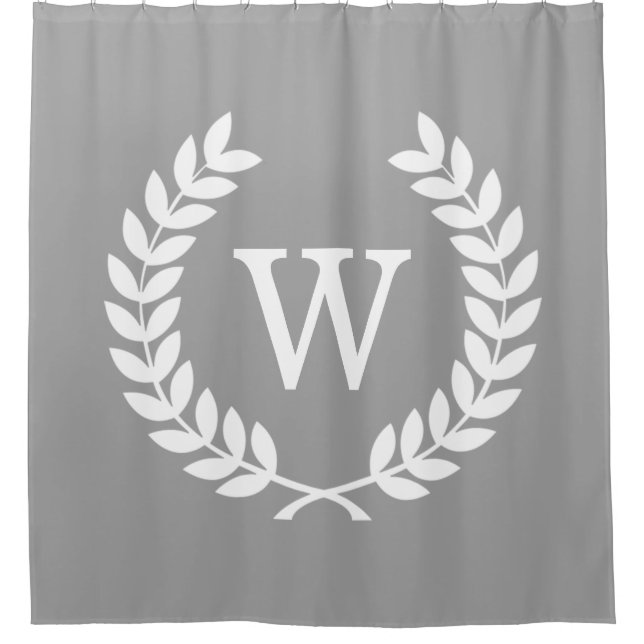 LG Dk Grey White Laurel Wreath Initial Monogram (Front)