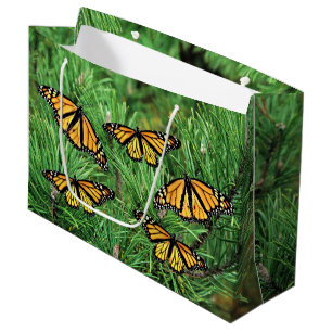 Lg Gift Bag Monarch on Pine Boughs