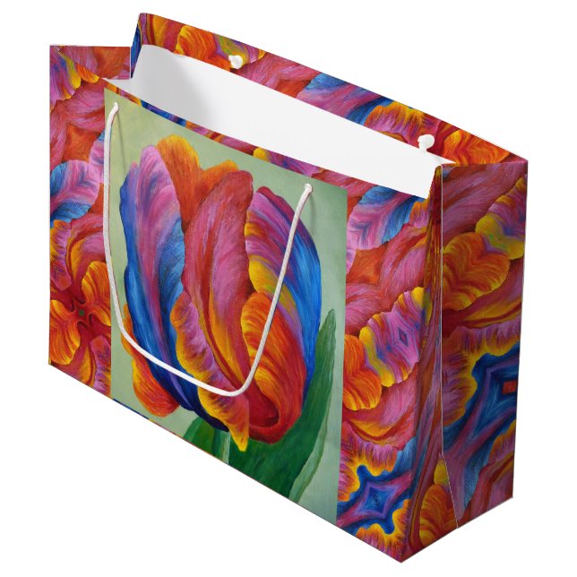 Lg Gift Bag Rainbow Tulip #1 (Front Angled)
