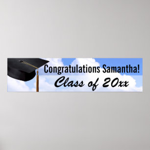 Lg Graduation Personalized Blue Sky Indoor Banner Poster