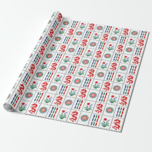 LG Mahjong Tiles #4 Red Green Blue White Wrapping Paper