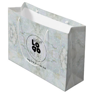 Lg. Paper Shopping Bag With Logo - Glitter Marble