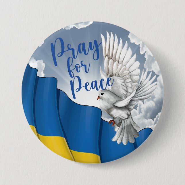 Lg. Pray for Peace for Ukraine 3 Inch Round Button (Front)