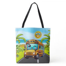Lg. SO CUTE SCHOOL BUS - See Back - Tote