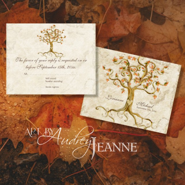 LG Swirl Tree Roots Antiqued Tan RSVP Réponse (Créateur téléchargé)