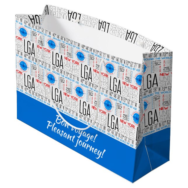LGA, New York Travel The World By Air Pattern Large Gift Bag (Back Angled)