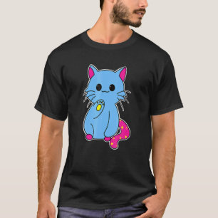 Lgb Q Pride Pan Pansexual Colours Flag Cat Waving T-Shirt