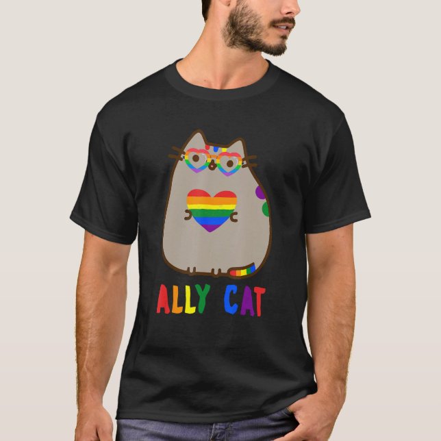 LGBT Ally Cat Be Kind Gay Rainbow 1 T-Shirt (Front)