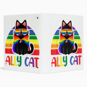 LGBT Ally Cat Be Kind Gay Rainbow Funny LGBTQ Flag Binder