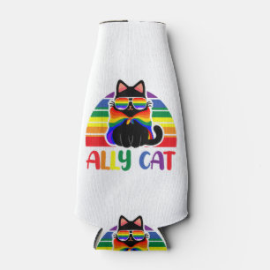 LGBT Ally Cat Be Kind Gay Rainbow Funny LGBTQ Flag Bottle Cooler