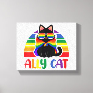 LGBT Ally Cat Be Kind Gay Rainbow Funny LGBTQ Flag Canvas Print
