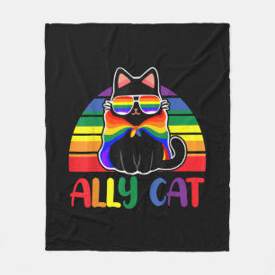 LGBT Ally Cat Be Kind Gay Rainbow Funny LGBTQ Flag Fleece Blanket