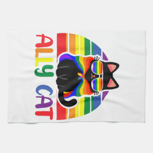 LGBT Ally Cat Be Kind Gay Rainbow Funny LGBTQ Flag Kitchen Towel