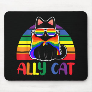 LGBT Ally Cat Be Kind Gay Rainbow Funny LGBTQ Flag Mouse Pad
