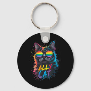 Lgbt Ally Cat Be Kind Gay Rainbow Funny Lgbtq Keychain