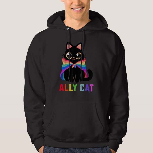 LGBT Ally Cat Be Kind Gay Rainbow  LGBTQ 1 Hoodie (Front)