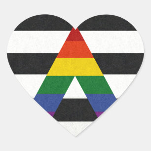 LGBT Ally Pride Flag Coloured Background Heart Sticker