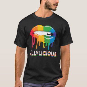 LGBT Allylicious Lips Rainbow Ally Gay Pride Day T-Shirt