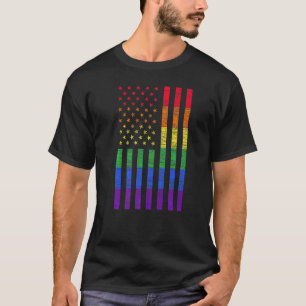 LGBT American Flag Pride Rainbow Gay Lesbian Bi Tr T-Shirt