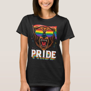 LGBT Bear Gay Pride LGBTQ Rainbow Flag Sunglasses T-Shirt