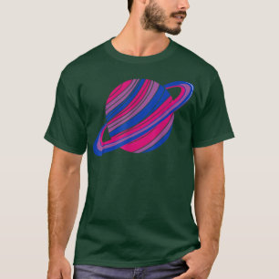LGBT Bi Pride Saturn Biseuality Flag LGBT Queer Bi T-Shirt