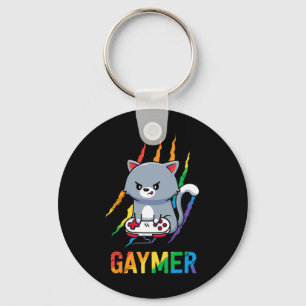 Lgbt Cat Pride Shirt Rainbow Video Game Lovers Gif Keychain