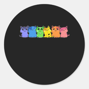 LGBT Cat Rainbow Gay Lesbian Colourful Kitty Classic Round Sticker