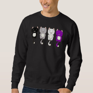 Lgbt Cute Animal Cats Ace Pride Asexuality Flag As Sweatshirt