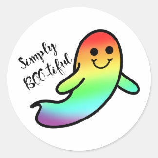 LGBT Cute Halloween Pride Ghost Classic Round Sticker