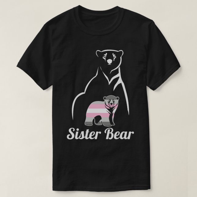 LGBT Demigirl Sister Bear Demigender Pride Flag T-Shirt (Design Front)