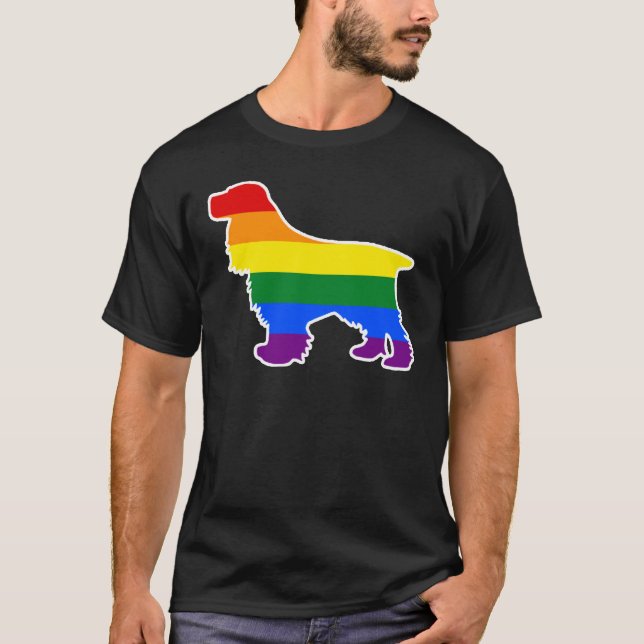 LGBT Dog English Cocker Spaniel Rainbow Doggy Mom T-Shirt (Front)