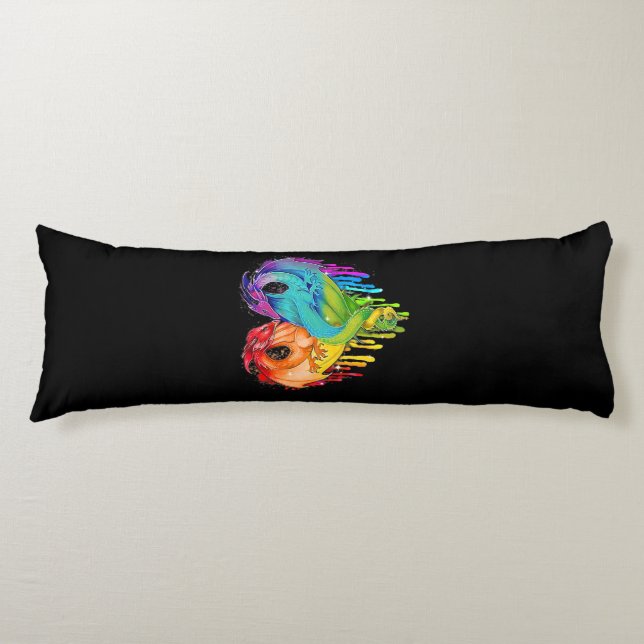 LGBT Dragon Heart Rainbow Heart Dragon LGBT Pride Body Pillow (Front)